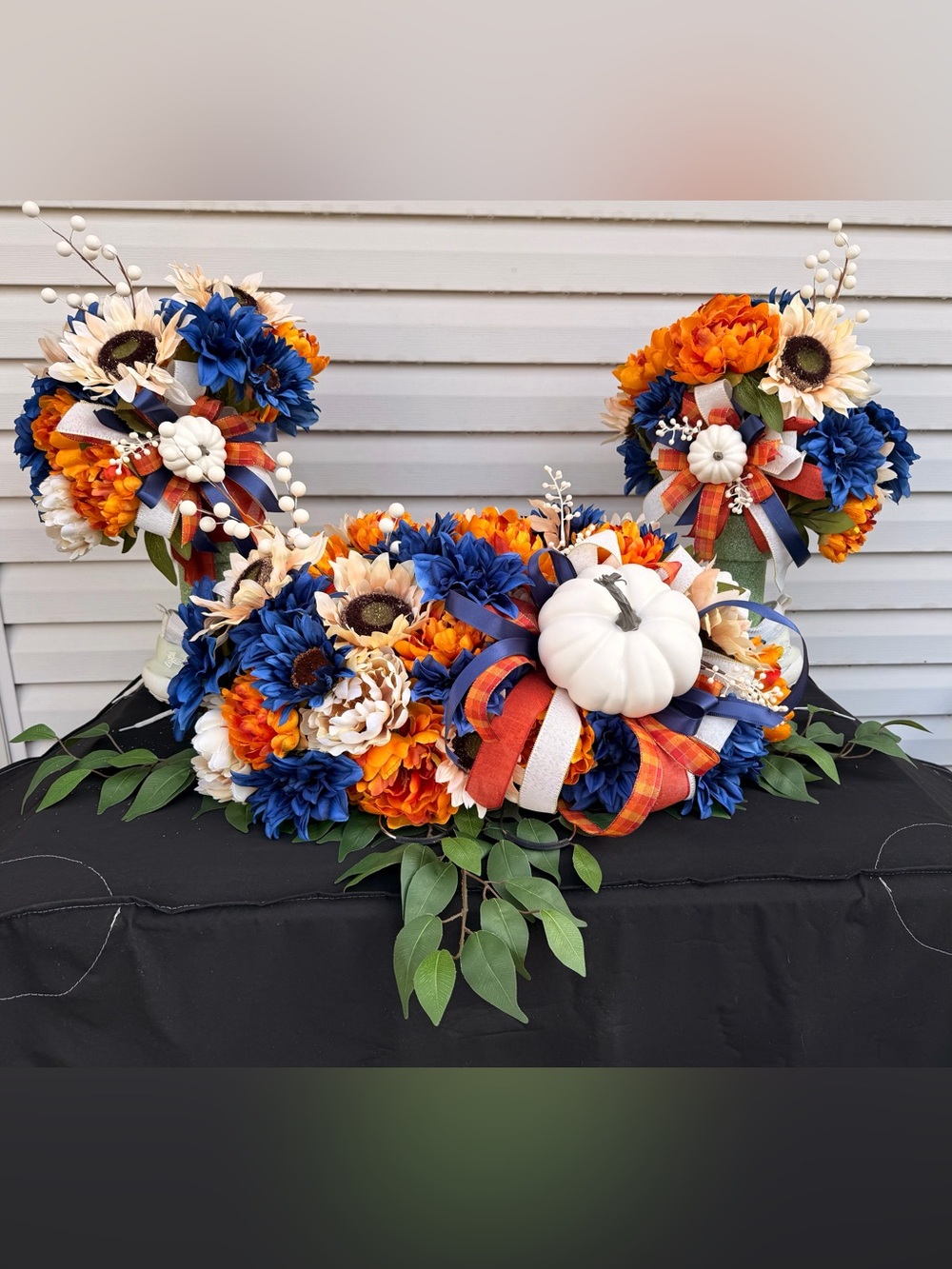 Fall Headstone Saddle and Flowers